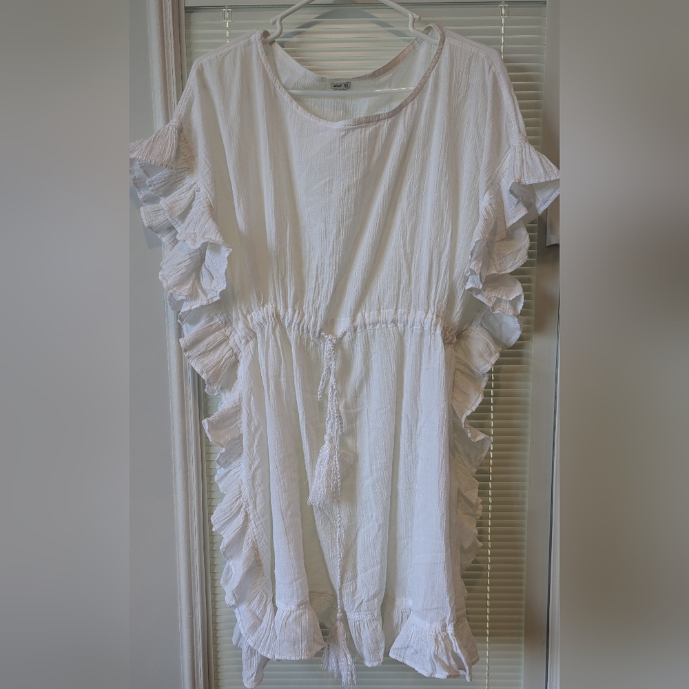 Aerie White Cotton XS/S Swim Coverup Ruffles Muslin